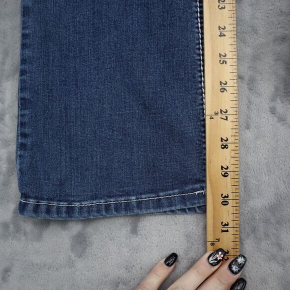 Casual Pants Womens 2 Blue Denim Flat Front Flare Stretch Pockets Jeans Bottoms - Picture 6 of 14